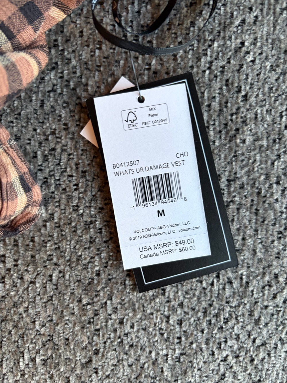 Volcom Brown Plaid Tie-Back Cropped Tank - Picture 5 of 6